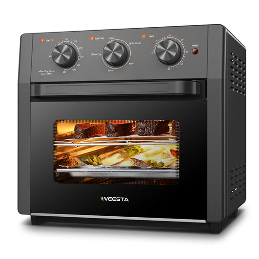 19QT 1300W Air Fryer Toaster Oven 5-In-1 with Air Fry, Roast, Toast, Broil, and Bake Functions.

