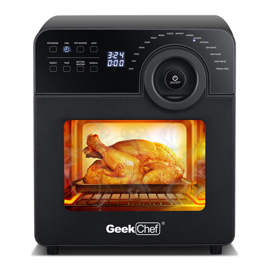 Air Fryer Oven Toaster with 15QT Capacity, 1700W Power, and Oil-Free Frying for Family Meals.

